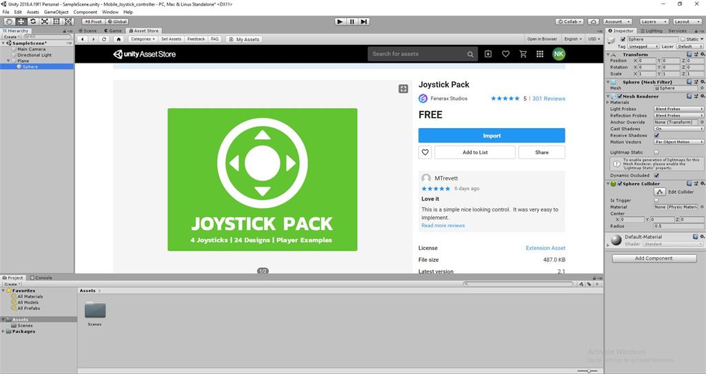 Mobile_Joystick_Controller Using C Scripts In Unity